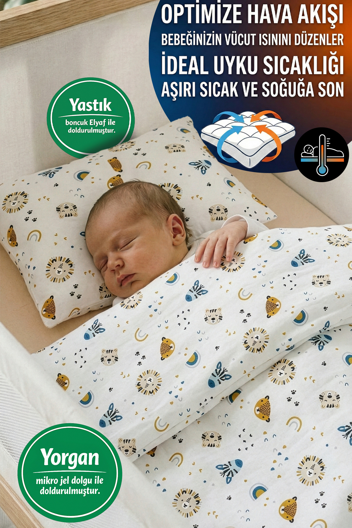 Yada Baby %100 Pamuklu Kumaştan Bebek Park Beşik 5 Parça Yorgan Ve Nevresim Takımı (70 X 120 CM) fotoğrafı 2 (önizleme)