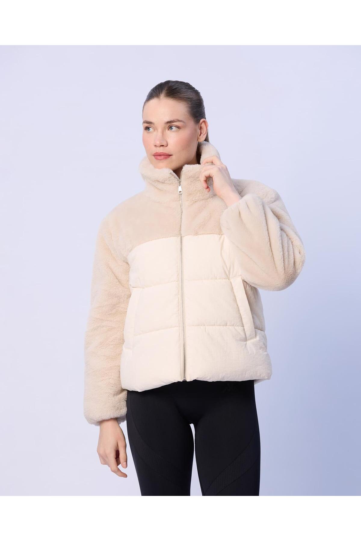 Kappa  Elena Kadın Ekru Regular Sherpa Mont - Görsel 3