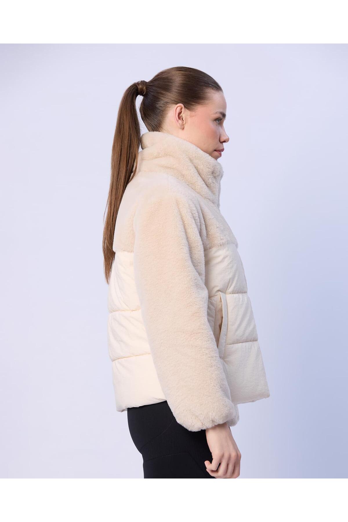 Kappa  Elena Kadın Ekru Regular Sherpa Mont - Görsel 5