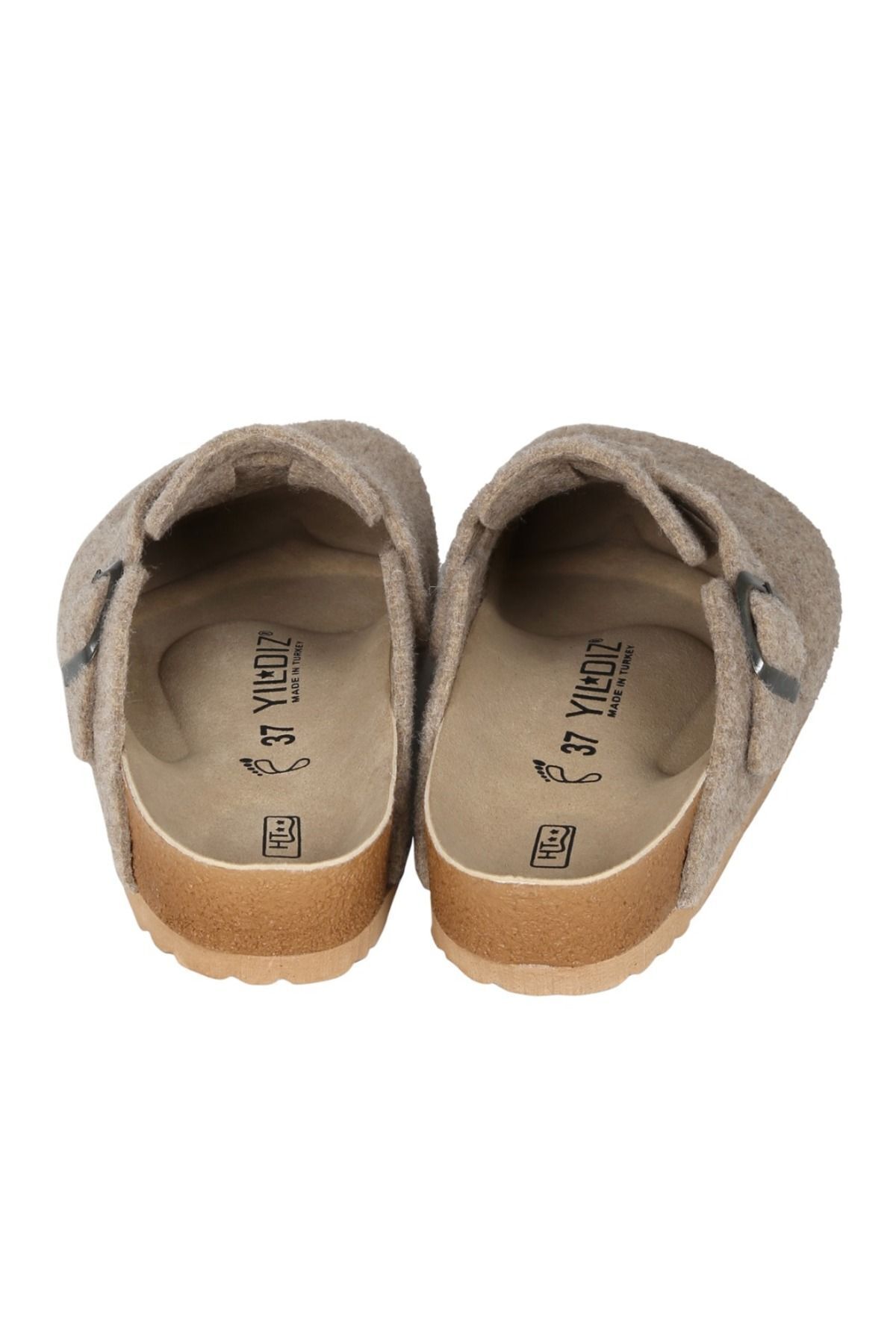 Genel Markalar  Ithal Unisex Kışlık Önü Kapalı Ortopedik Keçeli Günlük Sabo Ev Terliği Taba - Görsel 4