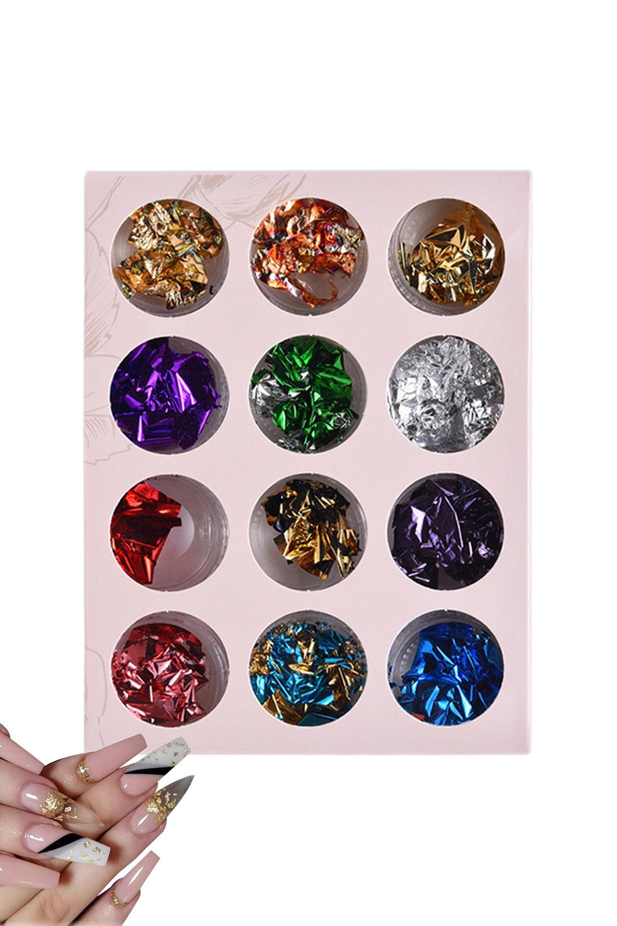 MOZIUR Tırnak Süsü Kırık Folyo Parça Folyo Sticker — نقره‌ای 8683089000592