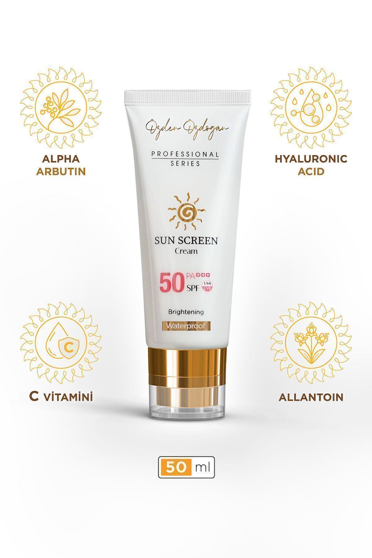 ÖZDEN ÖZDOĞAN Yüksek Korumalı Leke Karşıtı, Aydınlatıcı, Waterproof Spf 50+ Y...