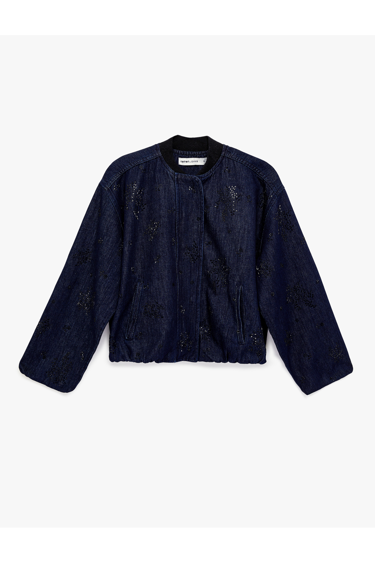 Koton  Taş Detaylı Uzun Kollu Düğmeli Yuvarlak Yaka Denim Ceket - Görsel 3