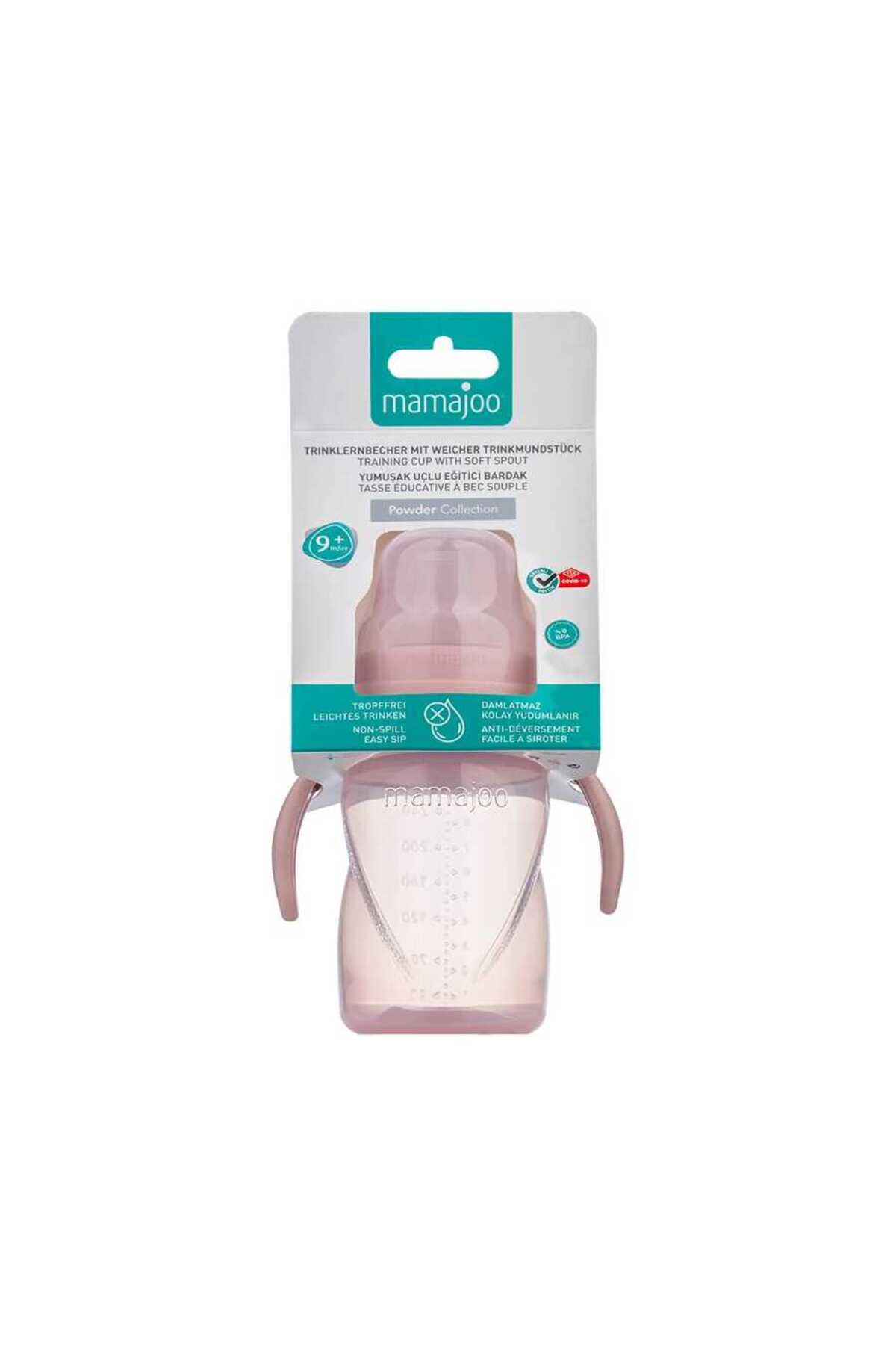 Mamajoo Antikolik Akıtmaz Alıştırma Bardağı 270 ml & İkili Ergonmik Beslenme Kaşığı - Powder Pink fotoğrafı 5 (önizleme)