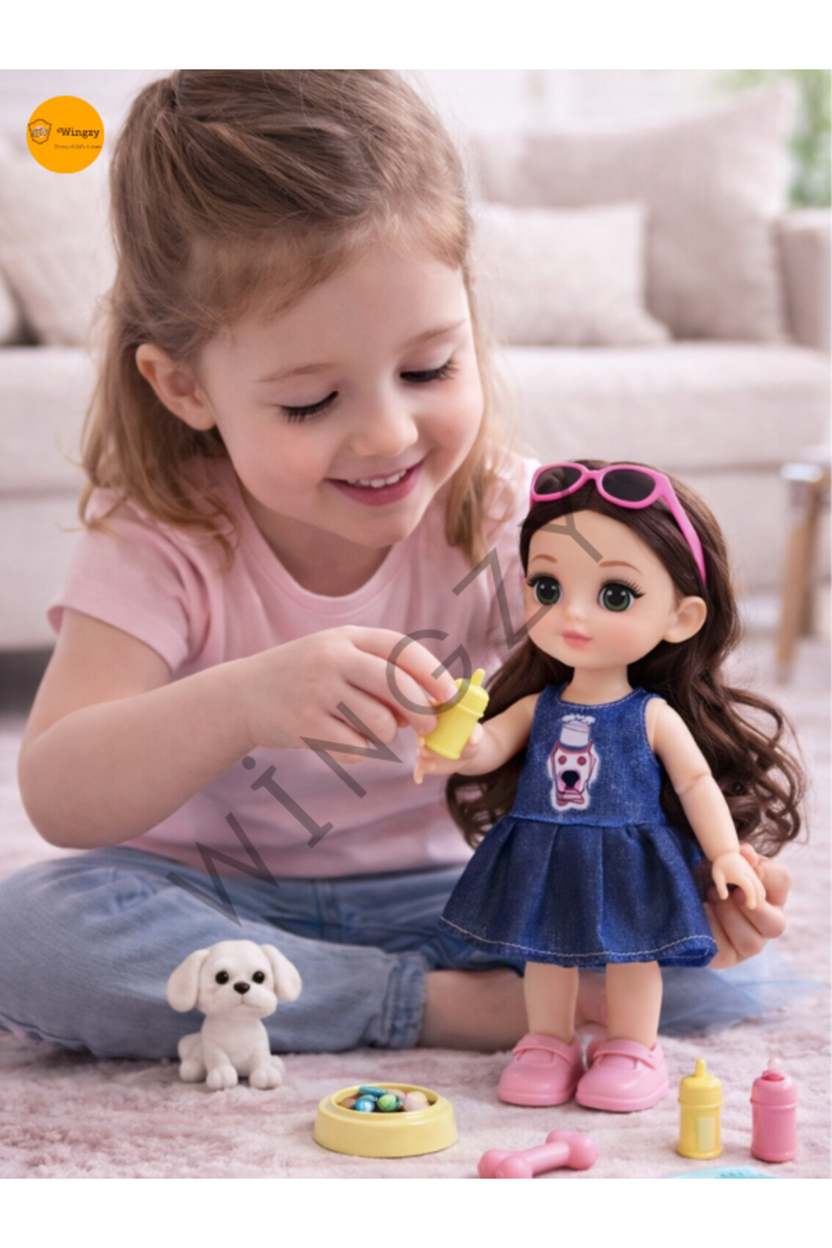 Oyuncak Lina Bebek, 15 cm Aksesuarlı Bebek Set, Kız Çocukları İçin Hediye