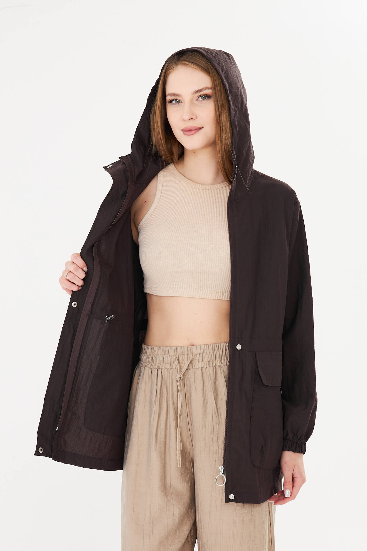 PIQUE  KADIN YAĞMURLUK Beli Ayarlanabilir Kapüşonlu Yağmurluk - Görsel 6