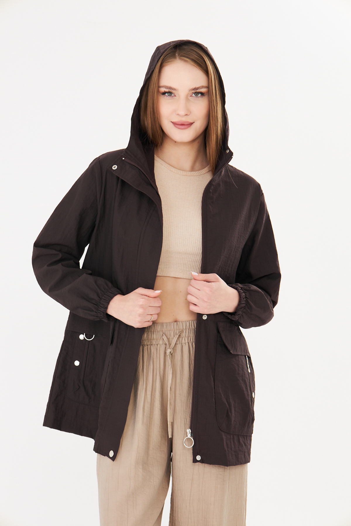 PIQUE  KADIN YAĞMURLUK Beli Ayarlanabilir Kapüşonlu Yağmurluk - Görsel 3