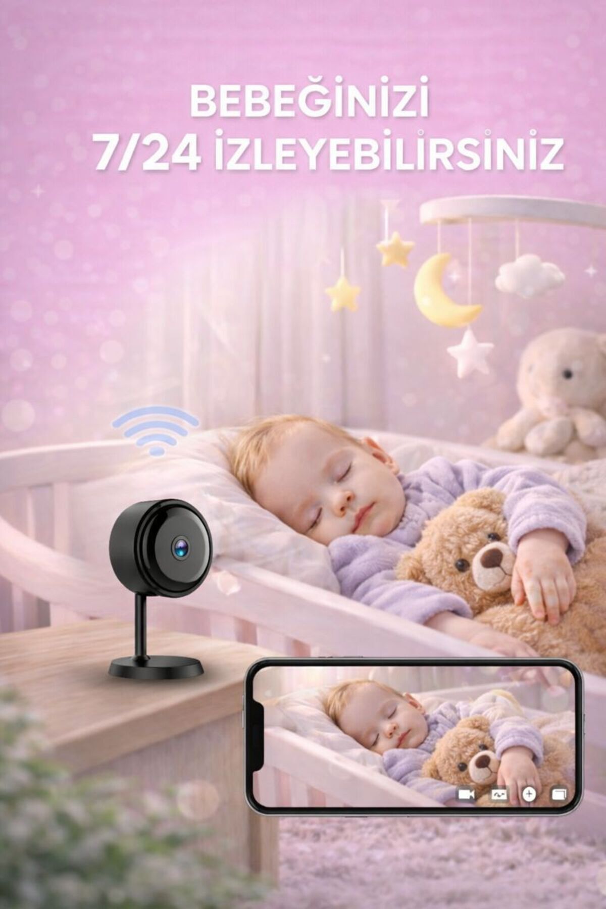 Venas Wİ-Fİ Mini Güvenlik Kamerası Bebek Evcil Hayvan Yaşlı Bakım İçin Gece Görüşlü fotoğrafı 3 (önizleme)