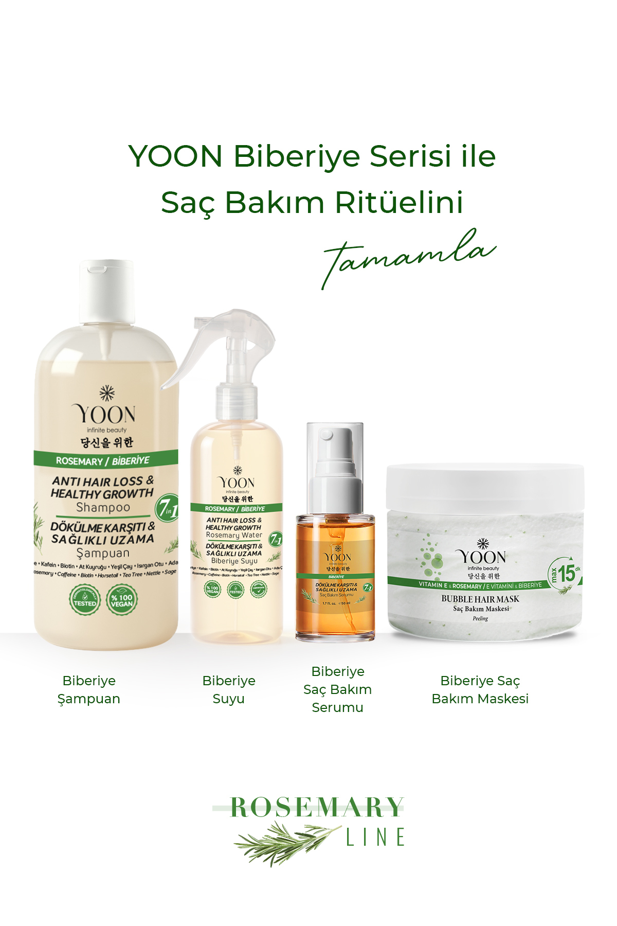 2'li Set Saç Dökülme Karşıtı, Sağlıklı Hızlı Saç Uzatma, 7 Aktifli Tuzsuz Biberiyeli Şampuan 2x400ml — RY-83535 — تصویر 7 از 8