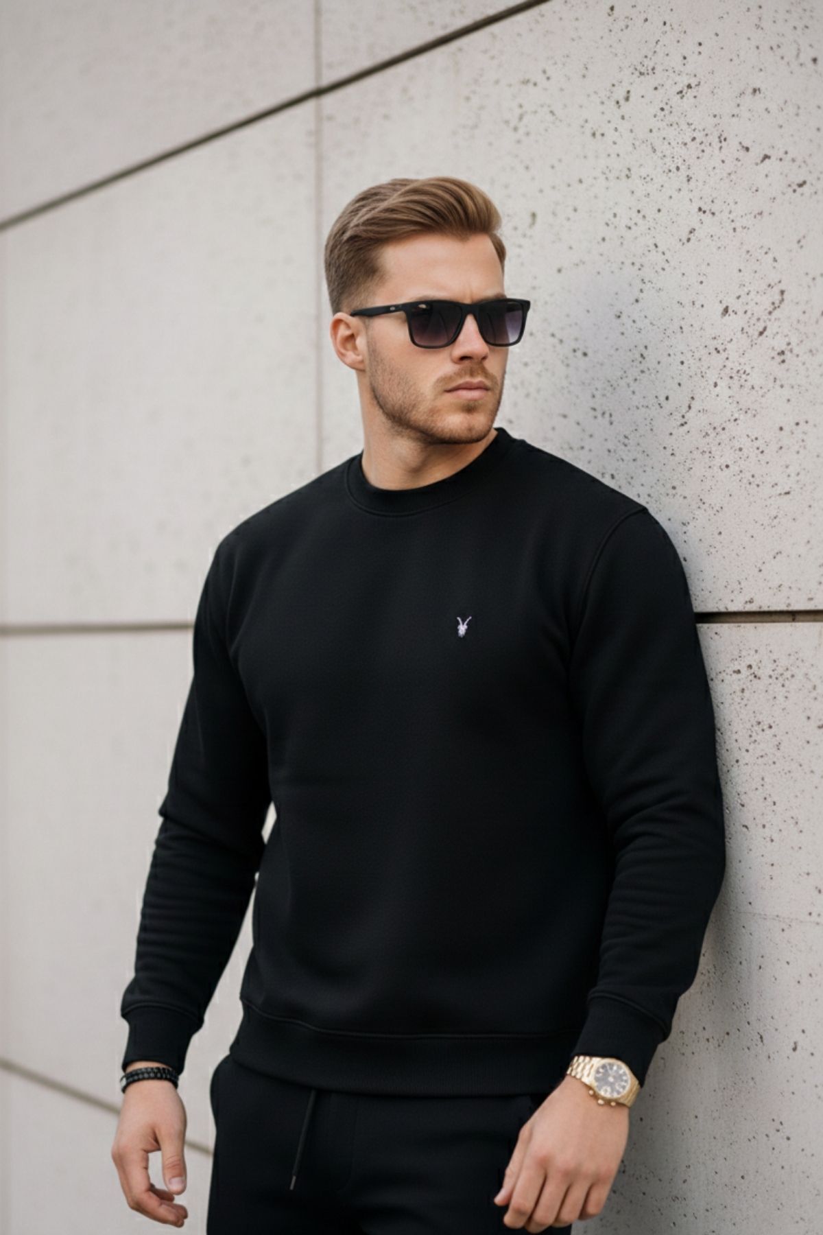 COMBİNE MİCHAİL  Siyah Renk Basic Bisiklet Yaka Relaxed Regular Erkek Sweatshirt - Görsel 6