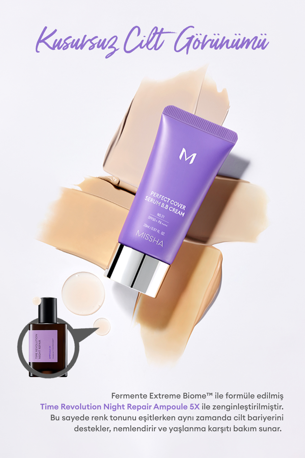 سرم کرم BB M Perfect Cover SPF50+/PA++++ شماره 21 با خاصیت ضد پیری و ایجاد ظاهری درخشان