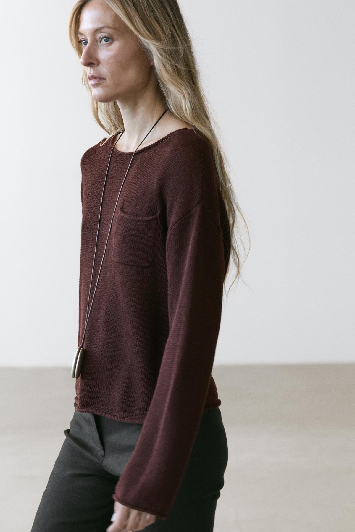 Massimo Dutti  Cepli pamuklu keten triko kazak - Görsel 3