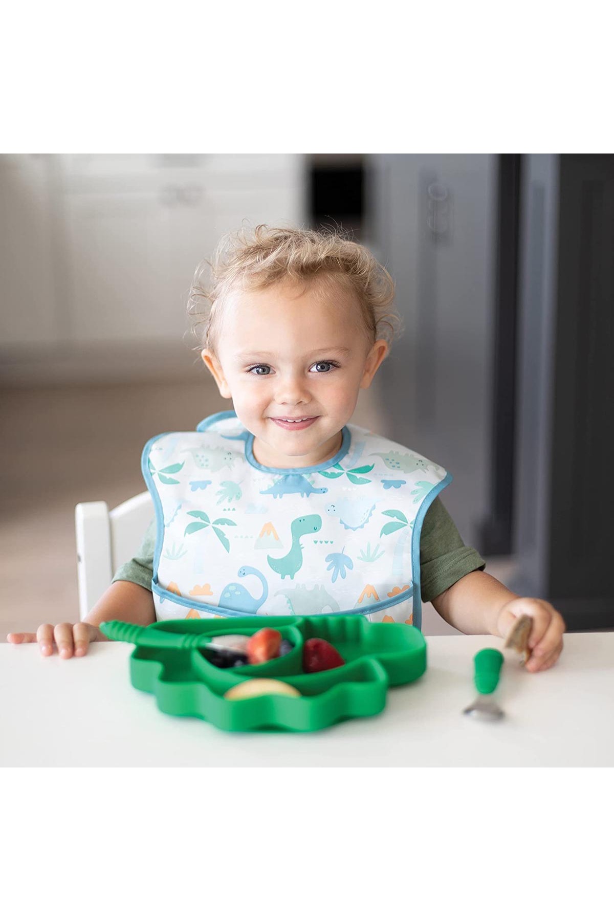 Bumkins Superbib Bebek Mama Önlüğü 3'lü Paket Hungry, Dinosaurs, Blue Tropic 6-24 Ay fotoğrafı 3 (önizleme)