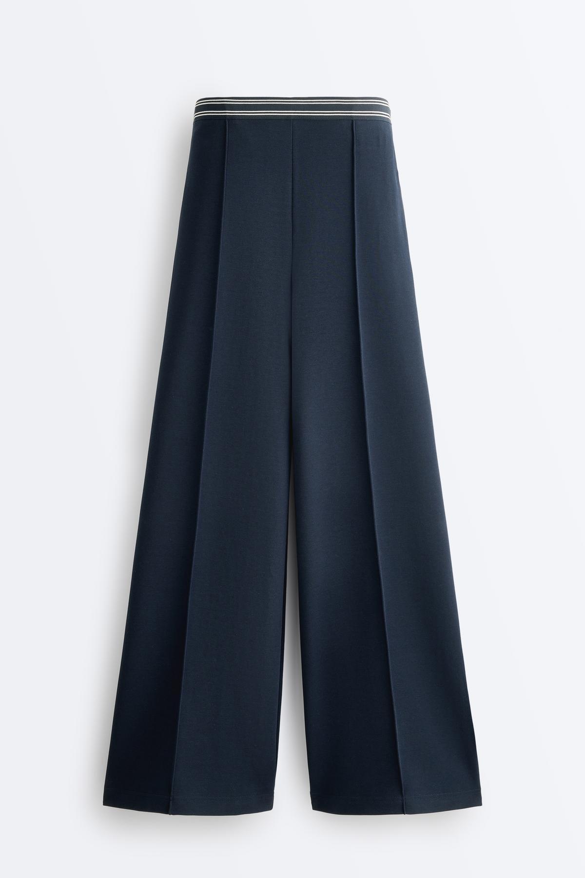 Oysho  Kontrast Piping Pamuklu Pikeli Düz Paça Pantolon - Görsel 7