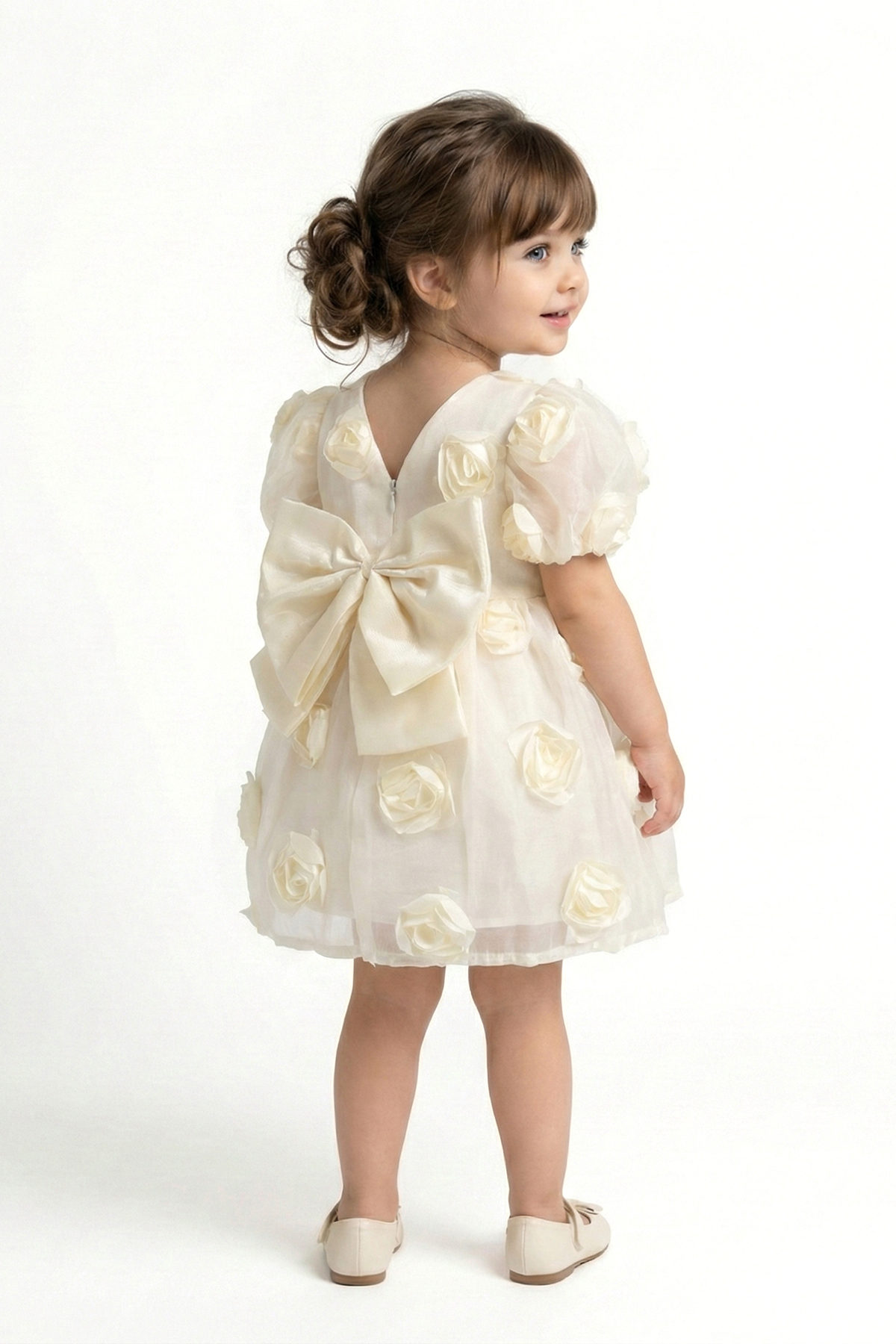 Baby Animals Kız Bebek Kız Çocuk Doğum Günü Parti Düğün Elbise Kısa Kol Tüllü Tütülü Tütü Astarlı fotoğrafı 2 (önizleme)