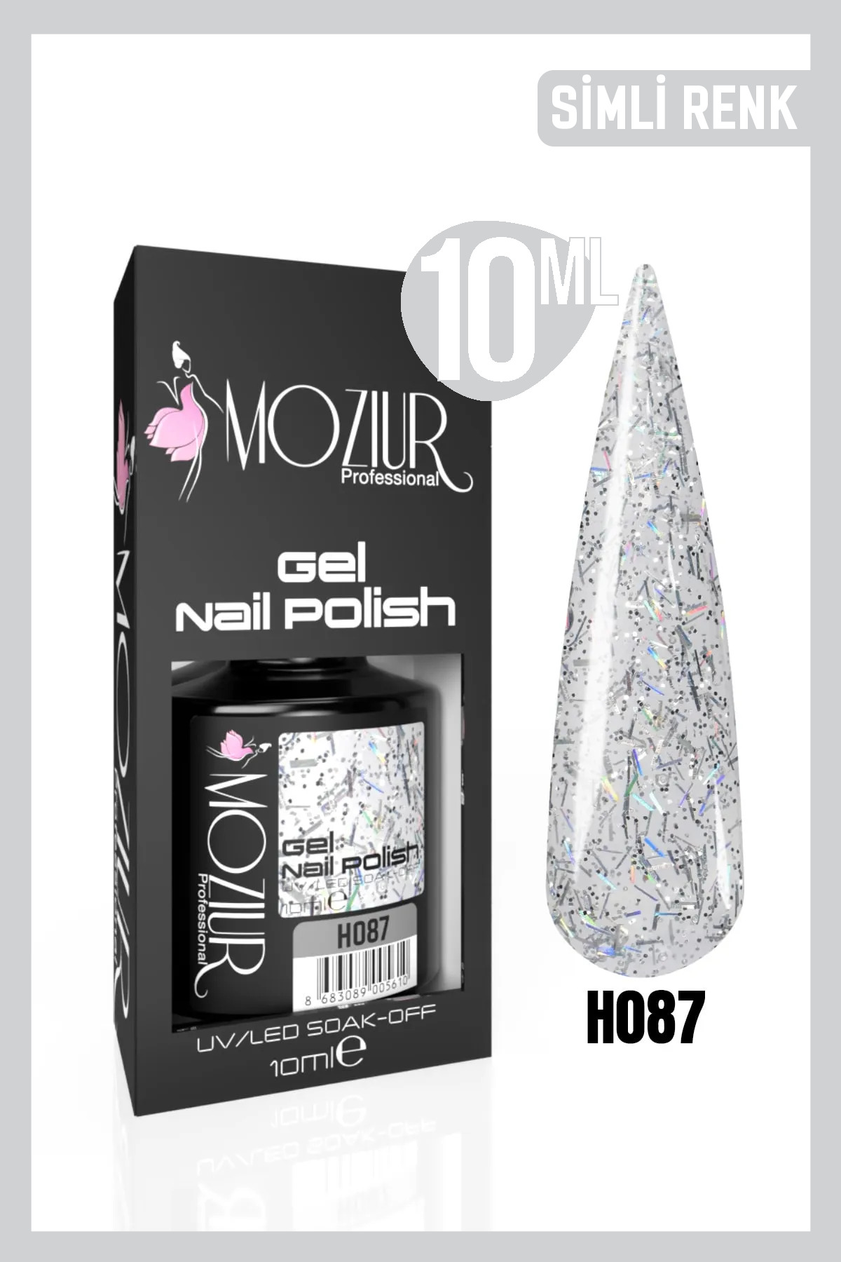 MOZIUR لاک دائمی ناخن UV Led H087 (SILVERY SERIES) 10ml — نقره‌ای 8683089005542