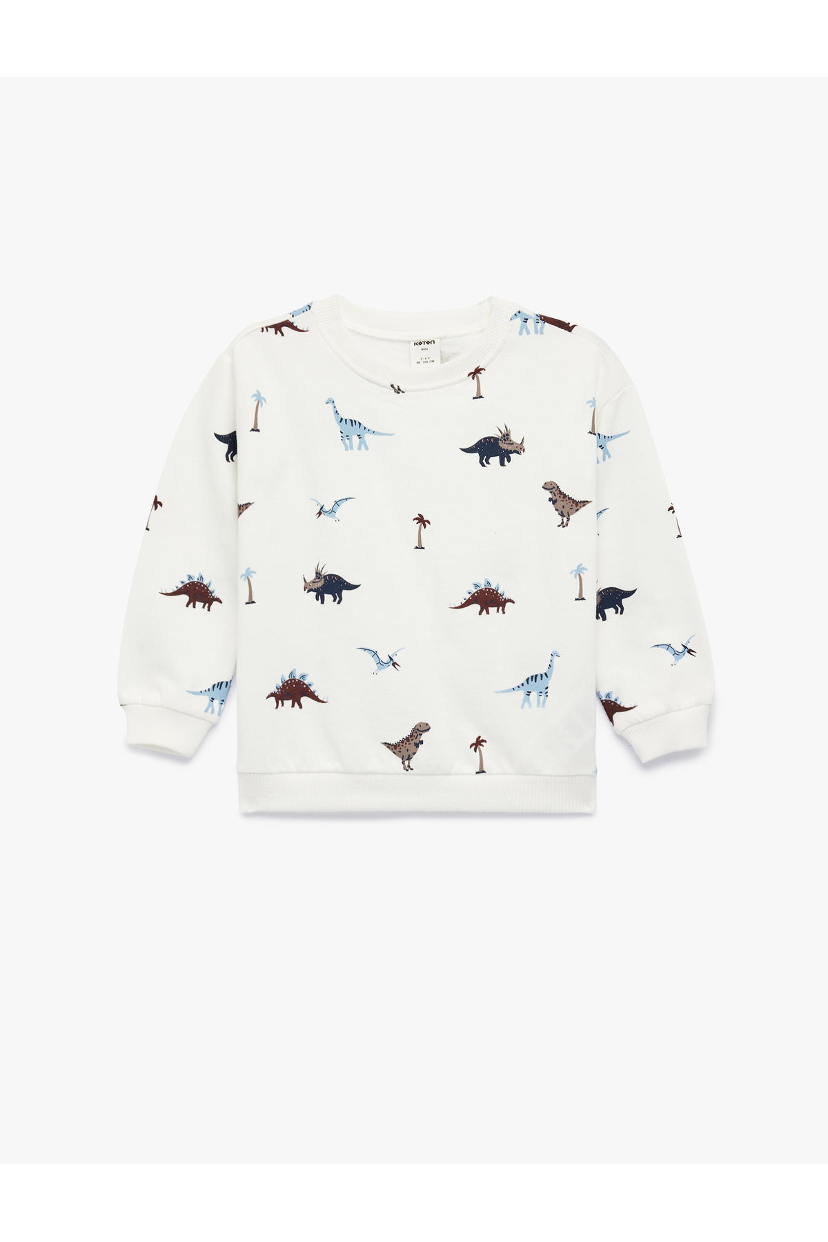 Koton Pamuklu Uzun Kollu Bisiklet Yaka Dinozor Baskılı Sweatshirt fotoğrafı 4 (önizleme)