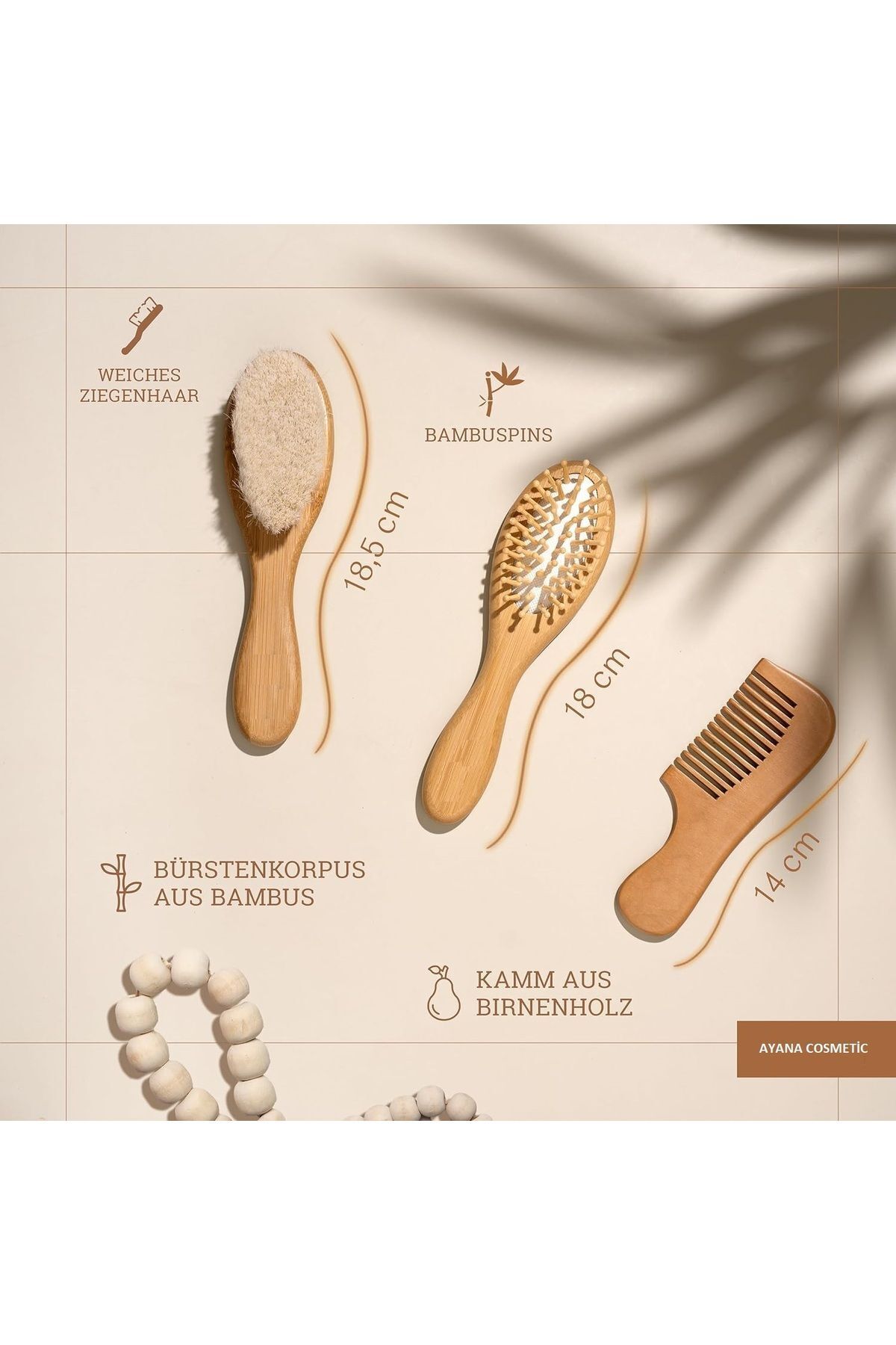 Ayana Cosmetic İsme Özel Hediyelik % 100 Doğal 3 lü set Bebek Fırça + Bambu Tarak + Konak Tarak Kese ve Kutu fotoğrafı 2 (önizleme)