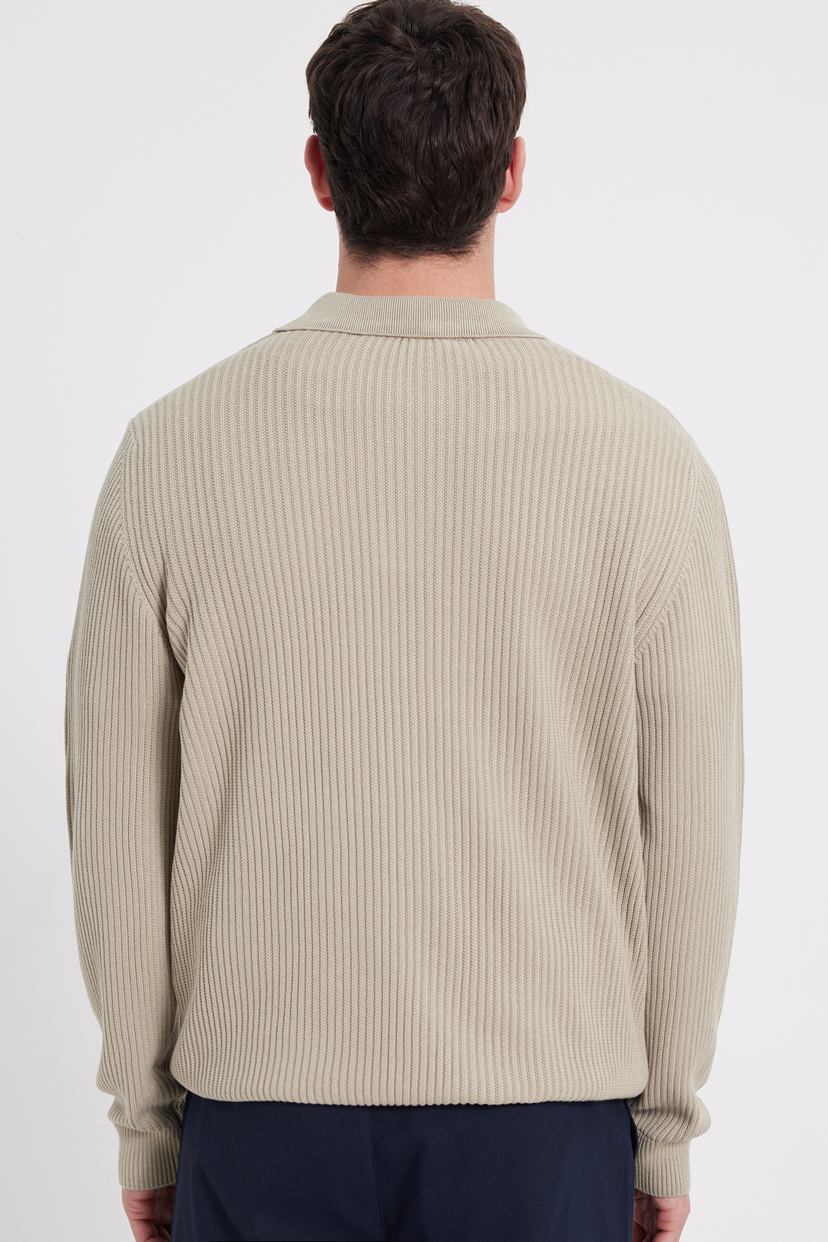 Tudors  Erkek Standart Fit Normal Kesim Pamuklu Polo V Yaka Taş Kazak - Görsel 8