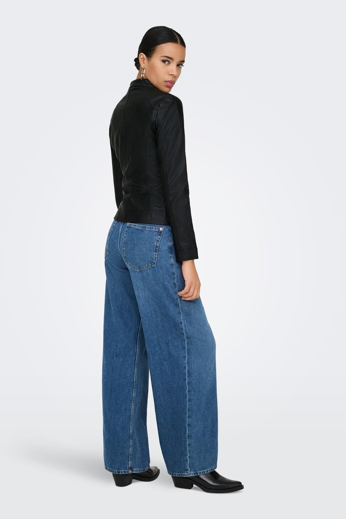 ONLY  15081400 Suni Deri Ceket - Siyah - Görsel 3