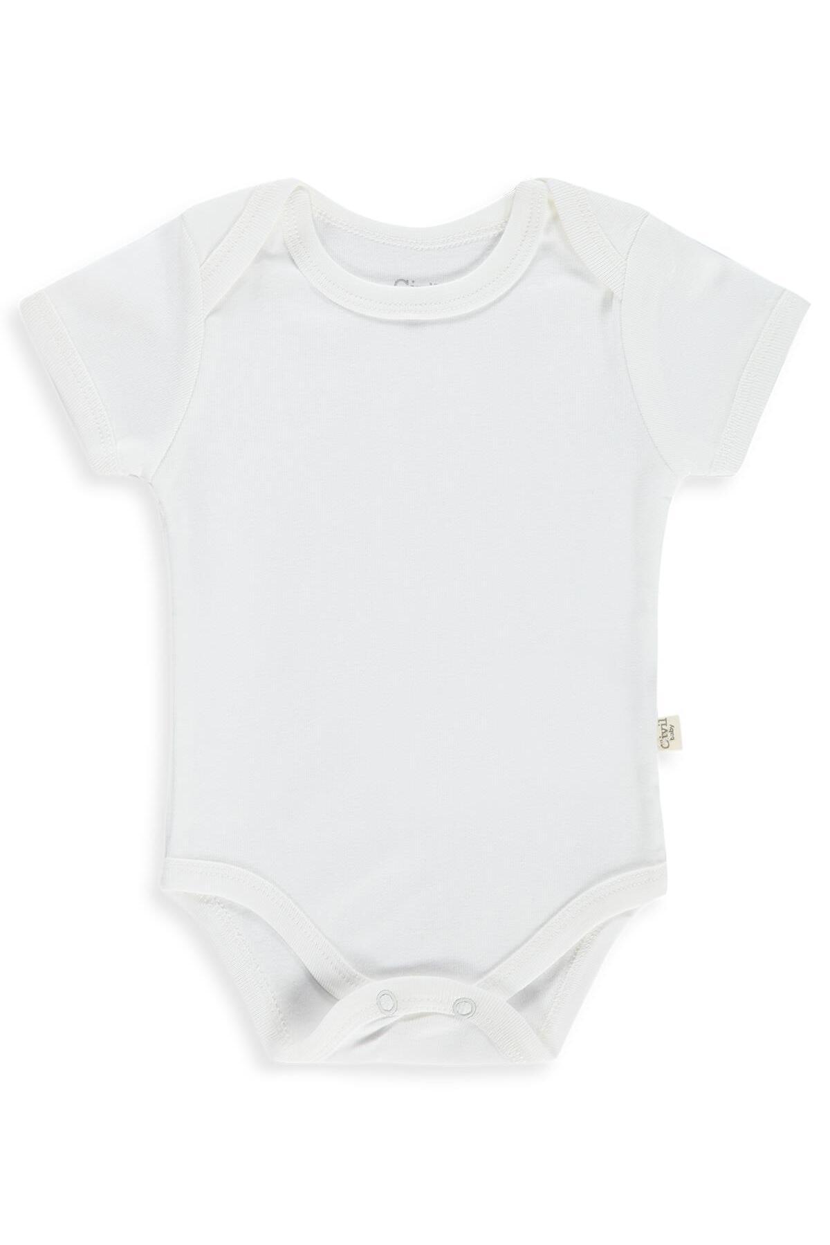 Civil Baby Düz Kısa Kol 3 lü 1-3 Yaş Çıtçıtlı Badi - Beyaz fotoğrafı 3 (önizleme)