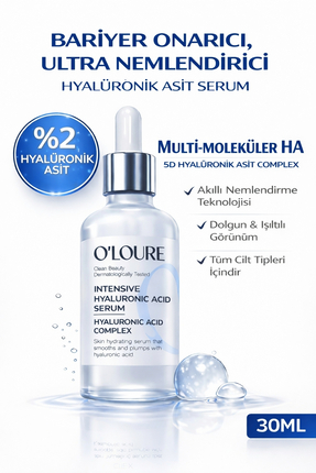 o'loure beauty Yoğun Nemlendirici %2 Hyalüronik Asit Serum 30 ml, İnce Çizgi ...