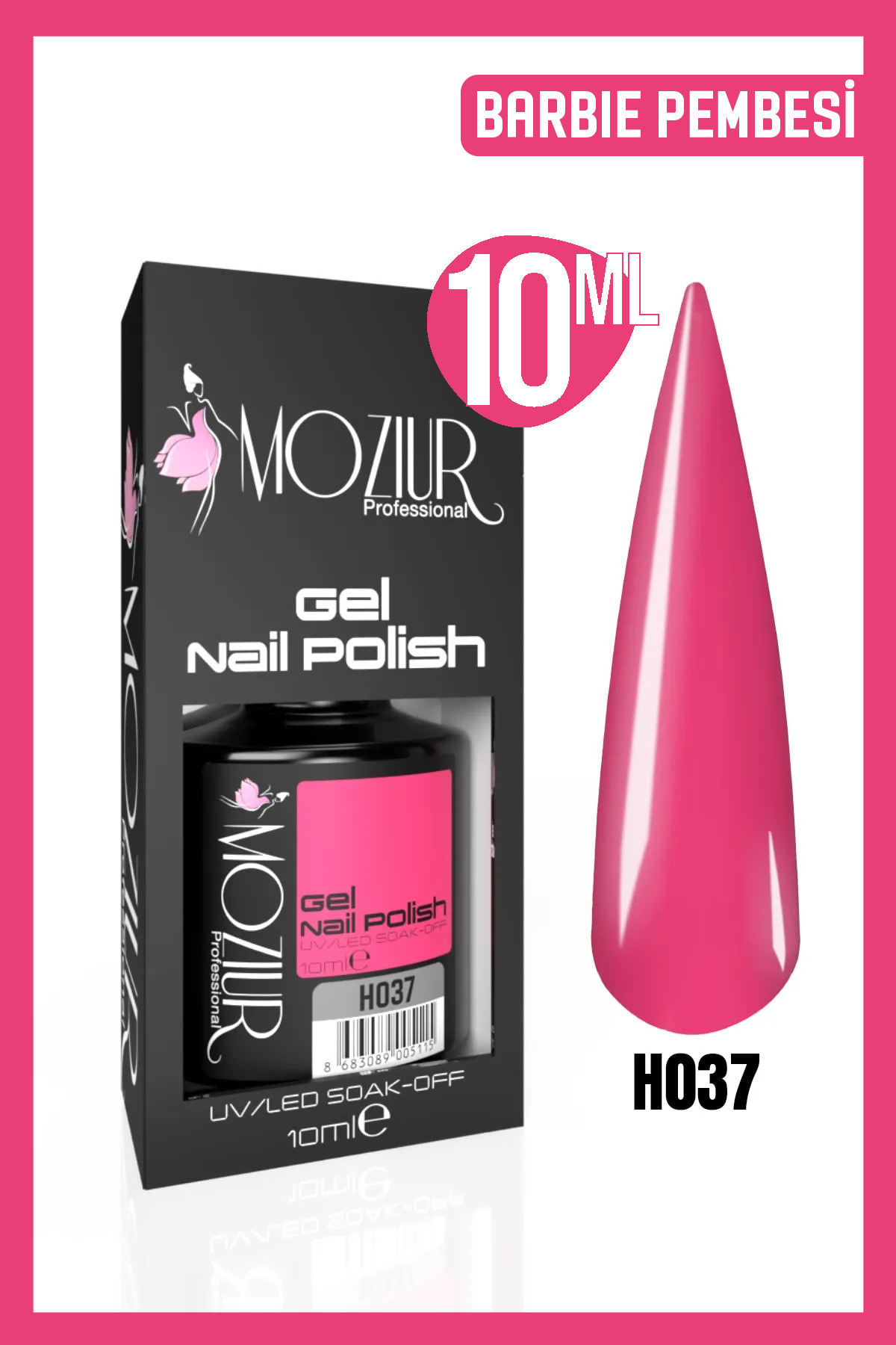 MOZIUR Kalıcı Oje Uv Led H037 (PEMBE SERİSİ) 10ml — صورتی 8683089004750