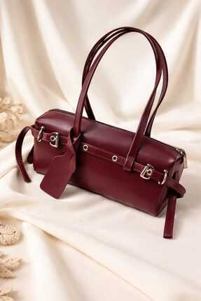 moonlightavm Modern ve şık bordo renk omuz çantası
