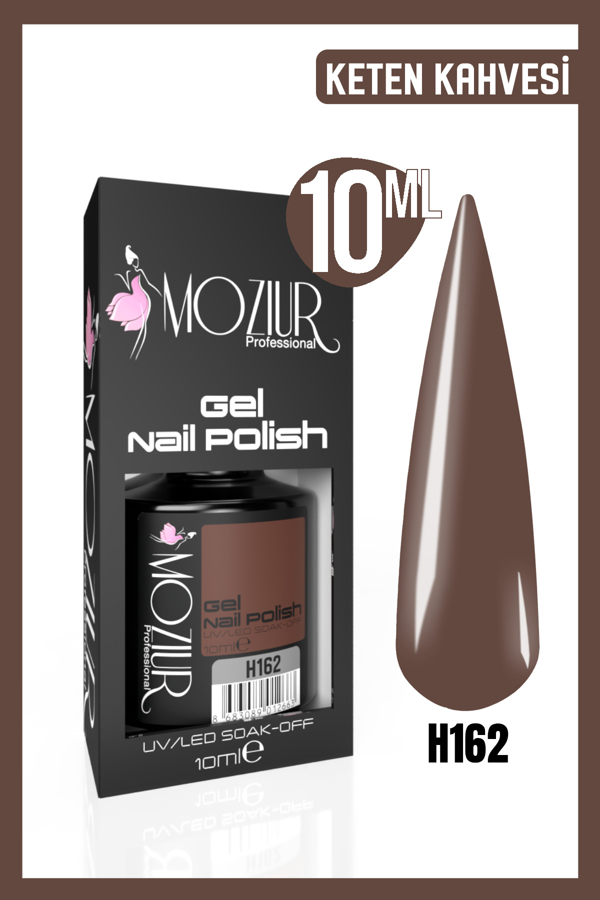 MOZIUR Kalıcı Oje Uv Led H162 (KAHVERENGİ SERİSİ) 10ml — قهوه‌ای 8683089012311