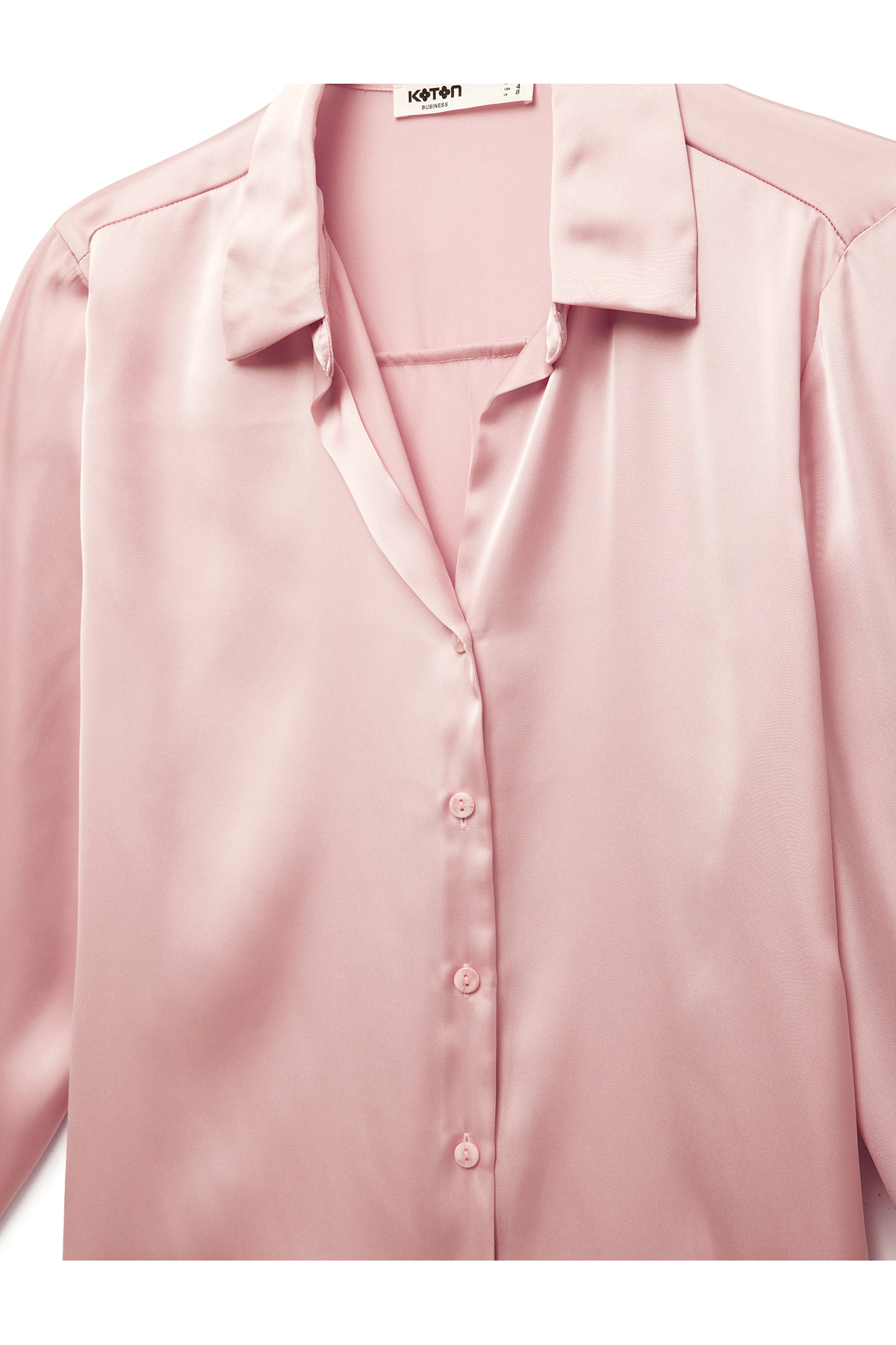 Koton  Uzun Kollu Klasik Yaka Düğmeli Saten Gömlek - Görsel 5