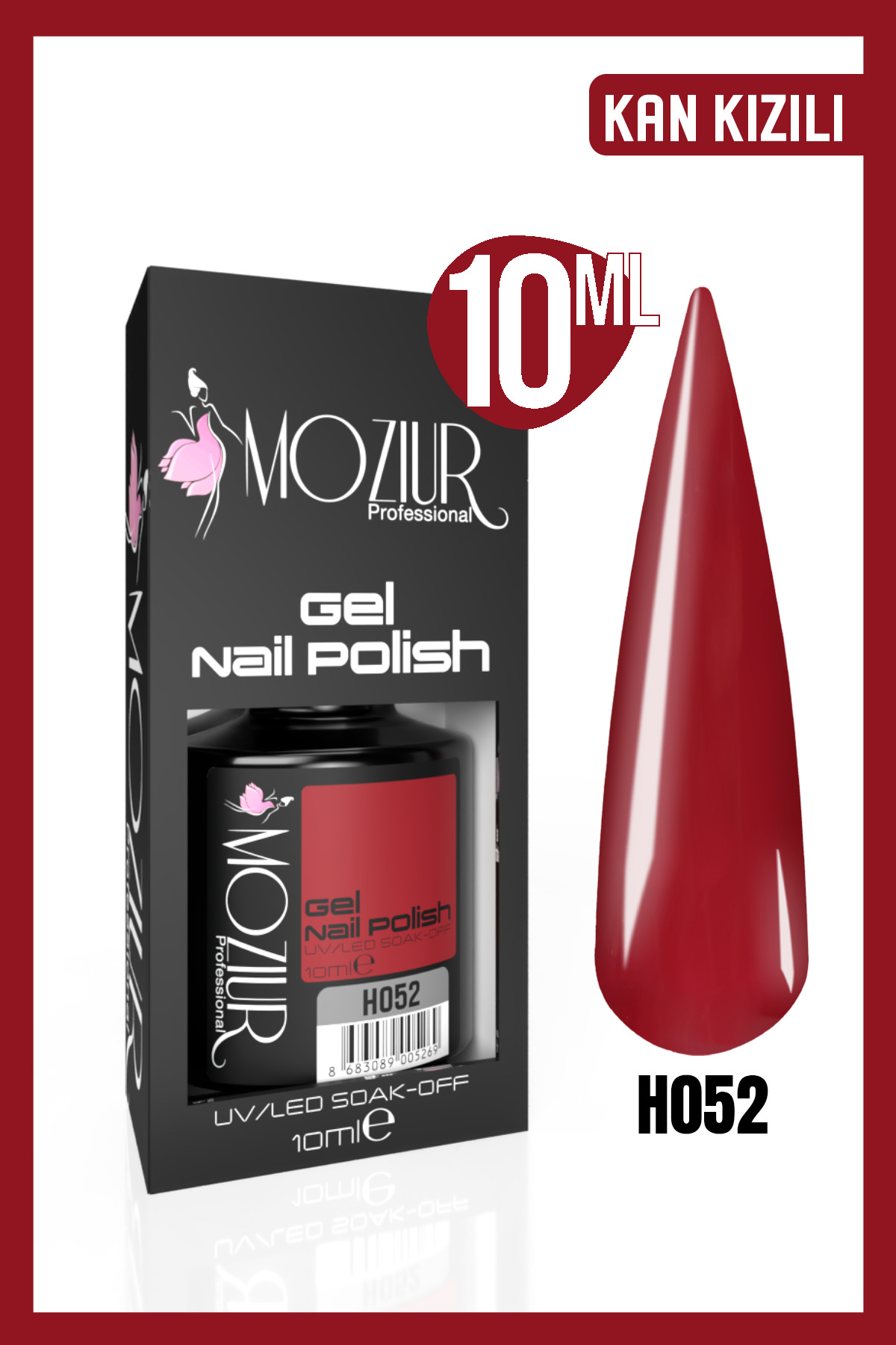 MOZIUR Kalıcı Oje Uv Led H052 (BORDO SERİSİ) 10ml — قرمز 8683089004750