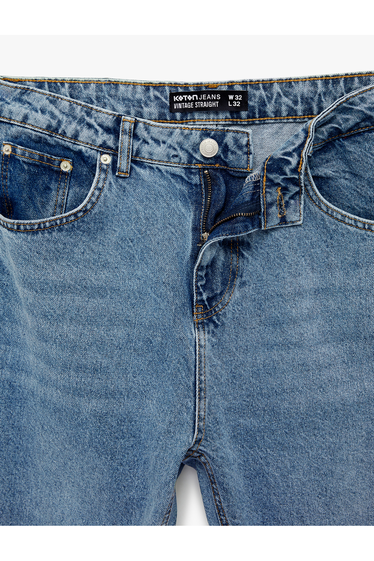 Koton Normal Bel Düz Paça Pamuklu Vintage Straight Fit Jean Pantolon görsel 6