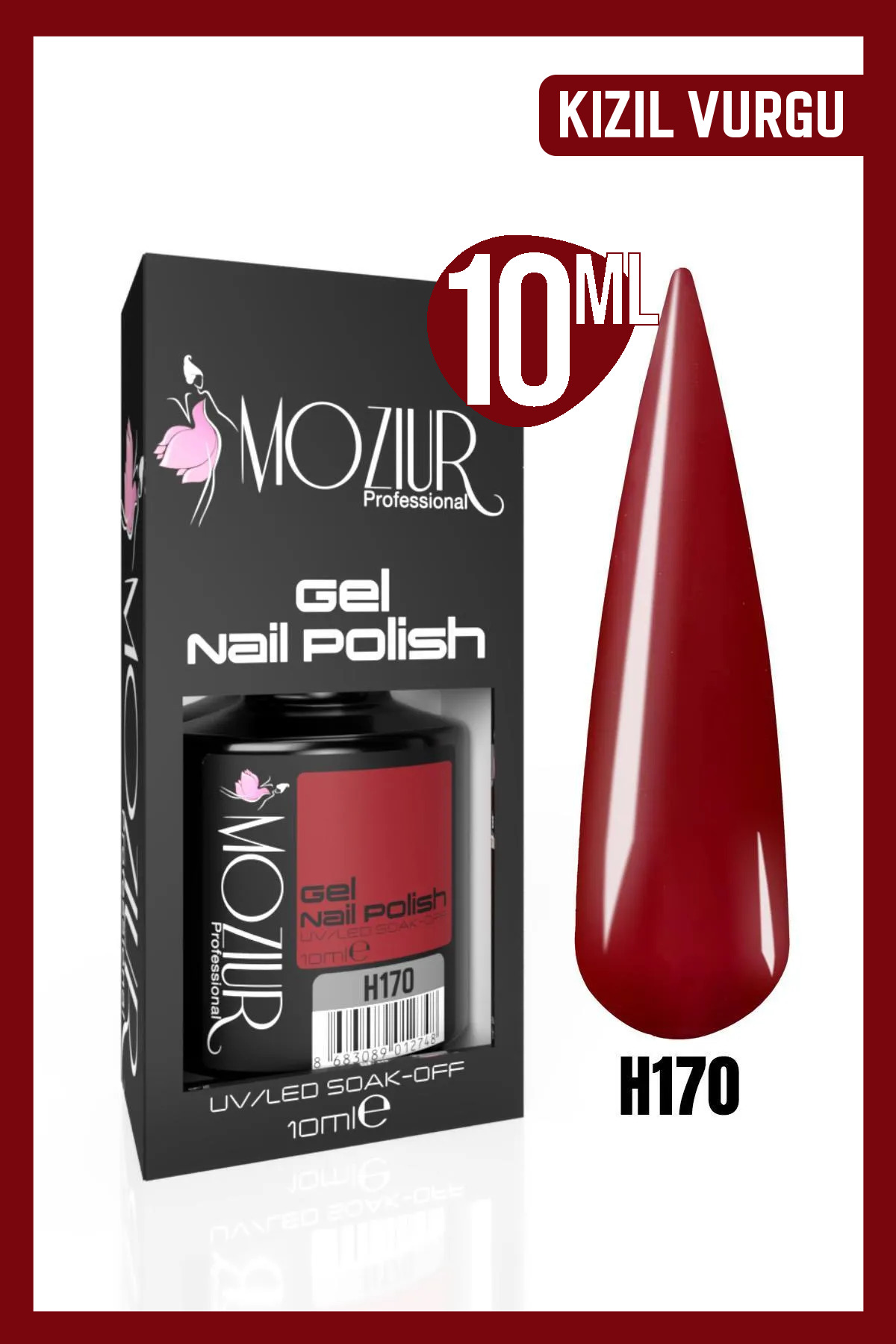 MOZIUR Kalıcı Oje Uv Led H170 (KIRMIZI SERİSİ) 10ml — قرمز 8683089012311