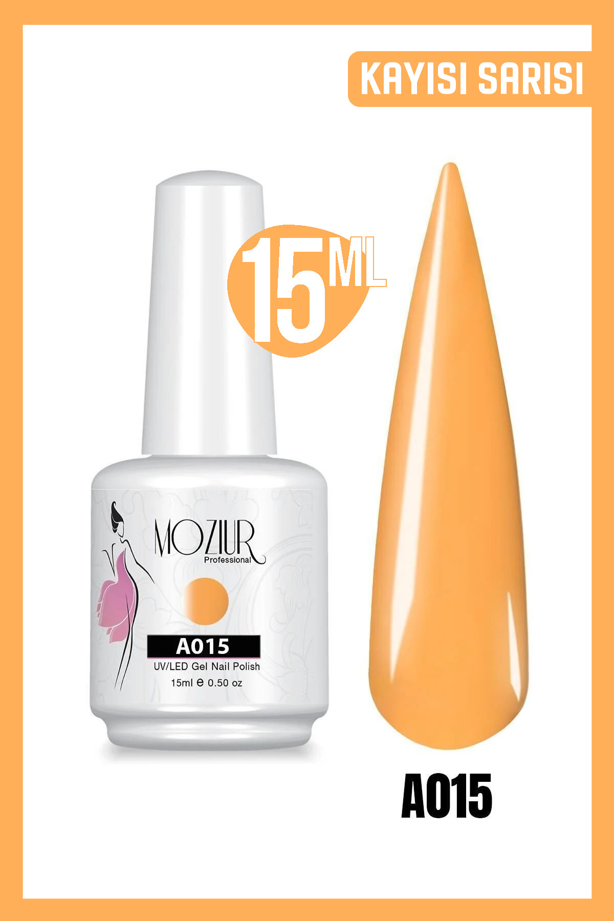 MOZIUR Kalıcı Oje UV Led A015 (SARI SERİSİ) 15ml — نارنجی 8683089006020