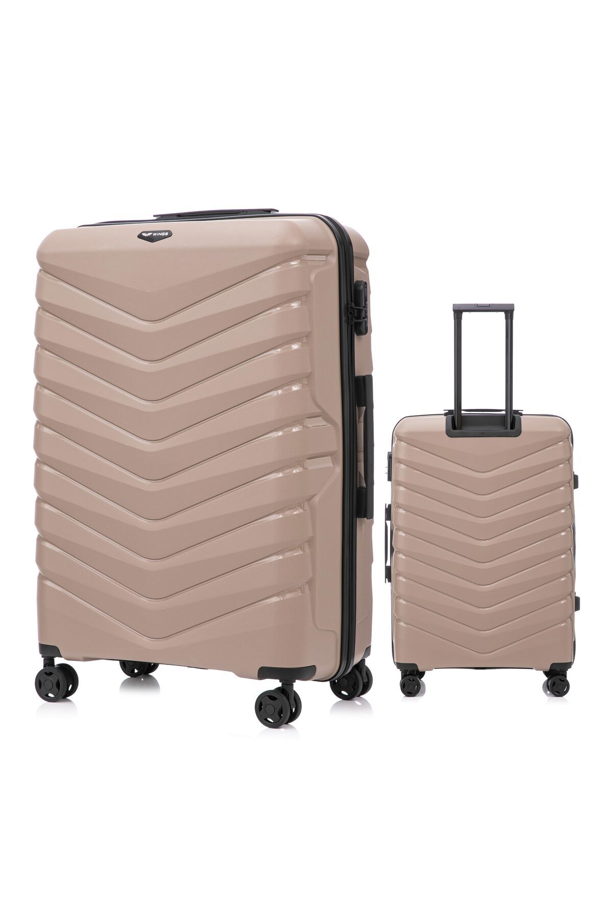 WINGS BRAND Valiză mare WINGS PHOENIX 2.0, culoarea șampaniei - 97L, 4 roți, ...