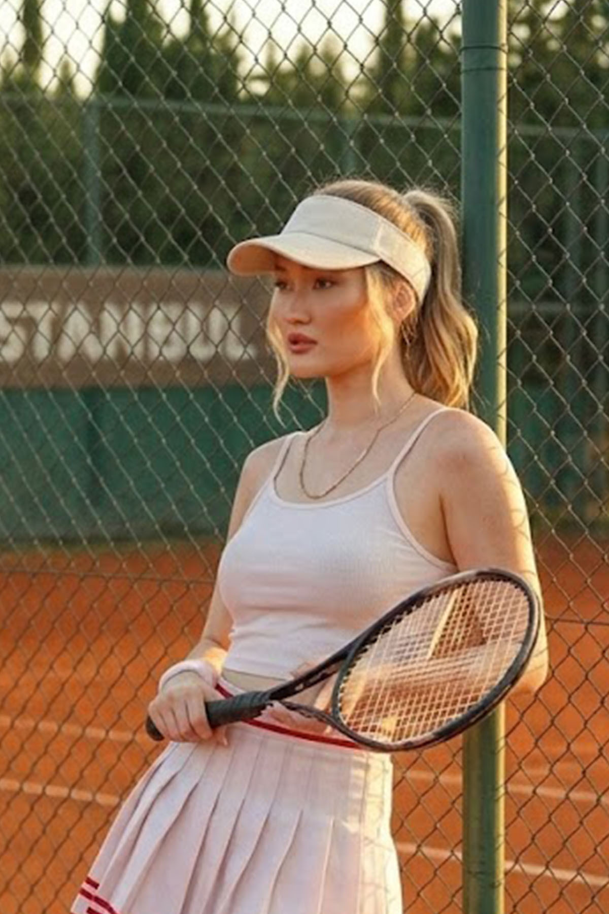Ritagarcia Uv Koruyuculu Unisex Siperlikli Bej Tenisci Vizör Şapka görsel 2