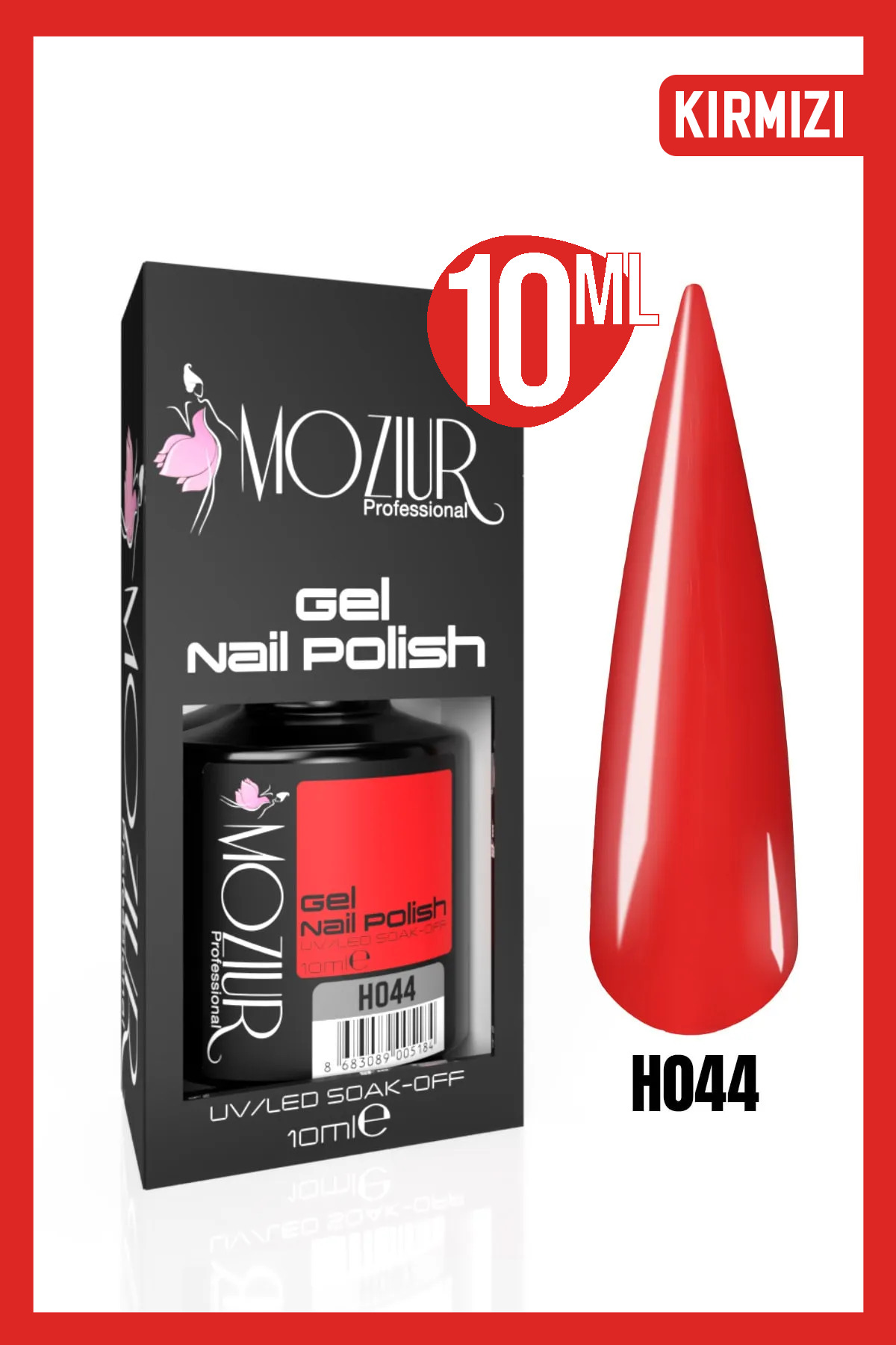 MOZIUR Kalıcı Oje Uv Led H044 (KIRMIZI SERİSİ) 10ml — قرمز 8683089004750