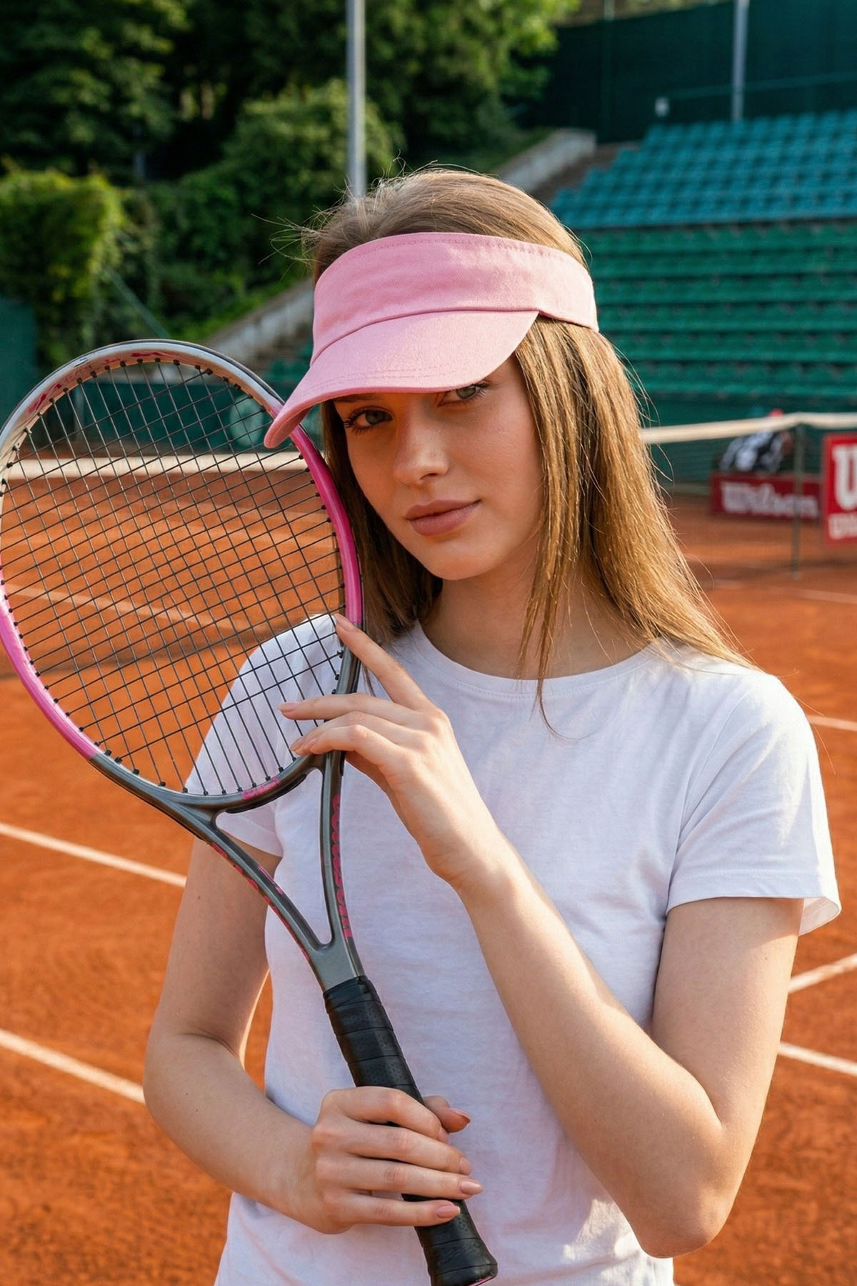 Ritagarcia Uv Koruyuculu Unisex Siperlikli Pembe Tenisci Vizör Şapka