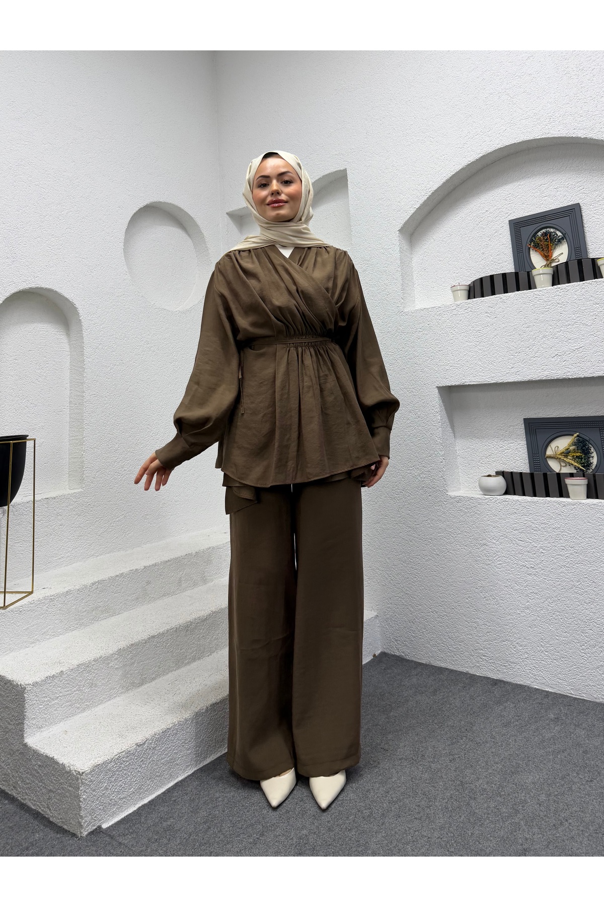 BELİ LASTİKLİ KİMONALI TESETTÜR TAKIM