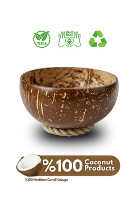 Coconut Products Hindistan Cevizi Kase ve Kase Altlığı - Bowl Kasesi - Coconu...