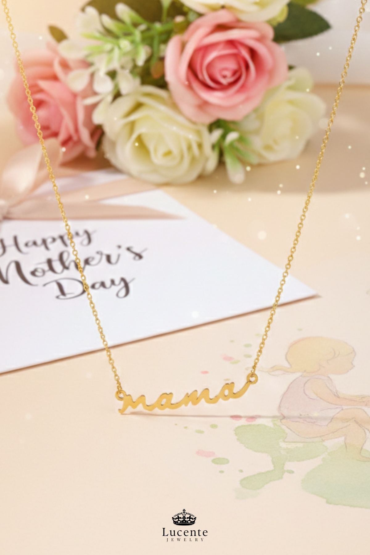 Lucente Jewellery Işıklı Hediye Kutulu 925 Ayar Luxury Serisi Mama / Anne Yazılı Özel Model Gümüş Anneler Günü Hediyesi İçin 45 Cm Zincirli Anneye Hediye Anneler İçin Özel Tasarım Küpe Hediyeli Şık ve Zarif Kolye görsel 5