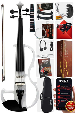 Midex Rcz-606w Elektro Keman Seti Beyaz (kulaklık Kablo Metod Yastık )