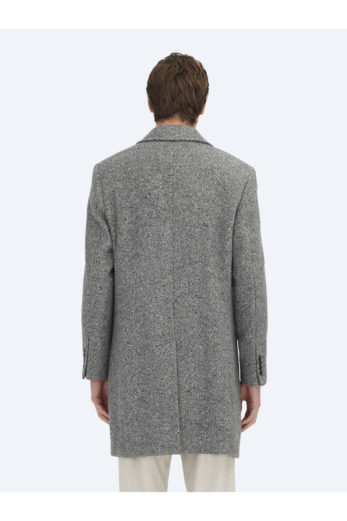 Kip  Vizon Regular Fit Kelebek Yaka Klasik Dokuma Palto - Görsel 8