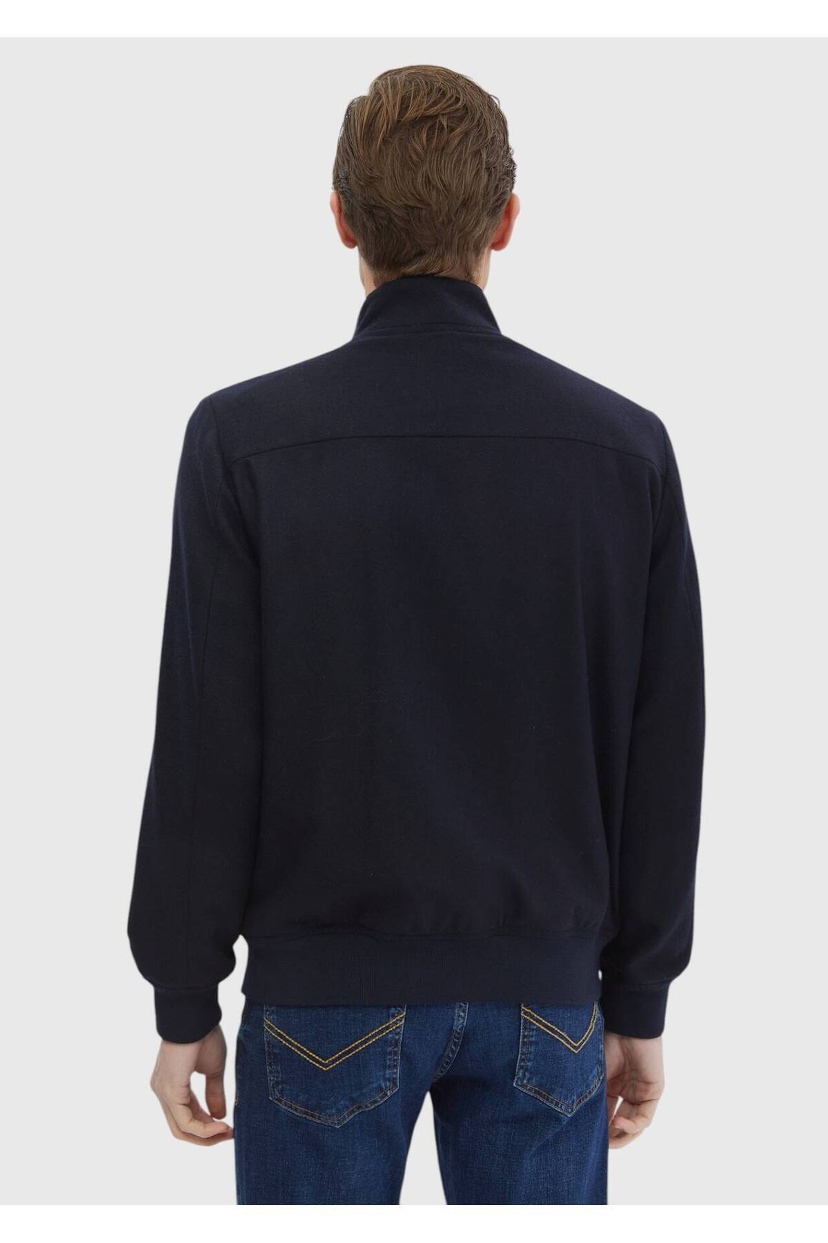 Ramsey Lacivert Regular Fit Dik Yaka Casual Dokuma Mont görsel 7