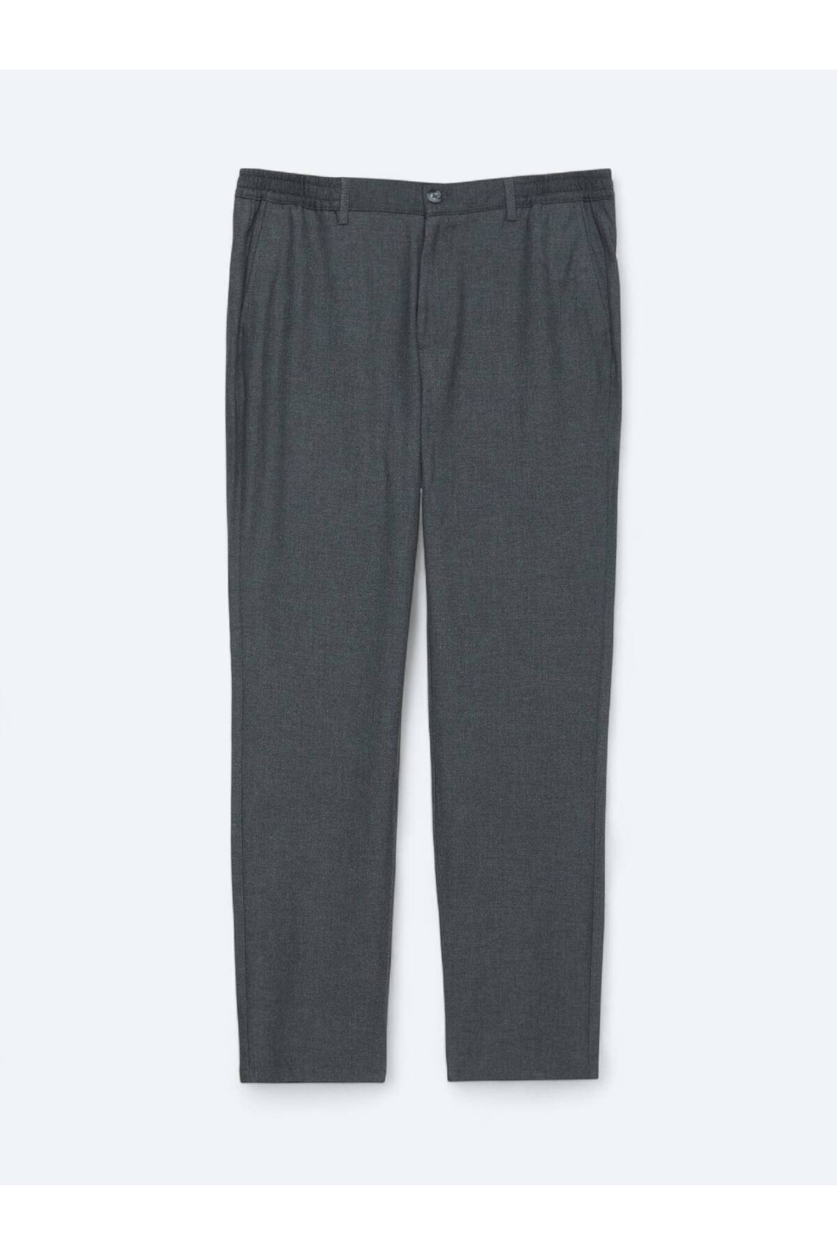 Antrasit Düz Dokuma Jogging Fit Casual Pantolon — رنگارنگ 10161175 — تصویر 6 از 7