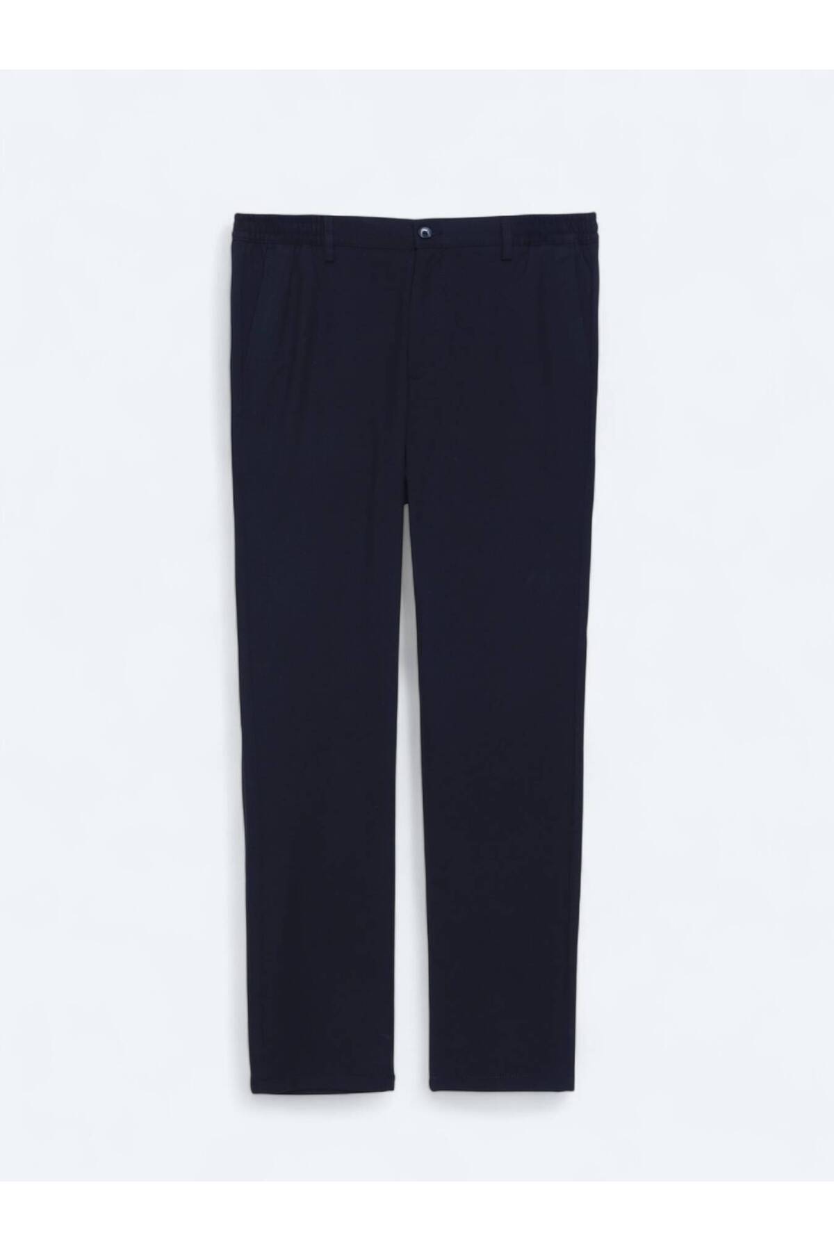 Lacivert Düz Dokuma Jogging Fit Casual Pantolon — رنگارنگ 10161175 — تصویر 5 از 5