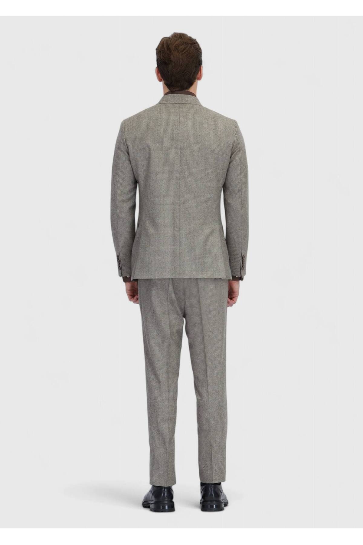 Ramsey Açık Vizon Mikro Zeroweight Slim Fit %100 Yün Takım Elbise görsel 8