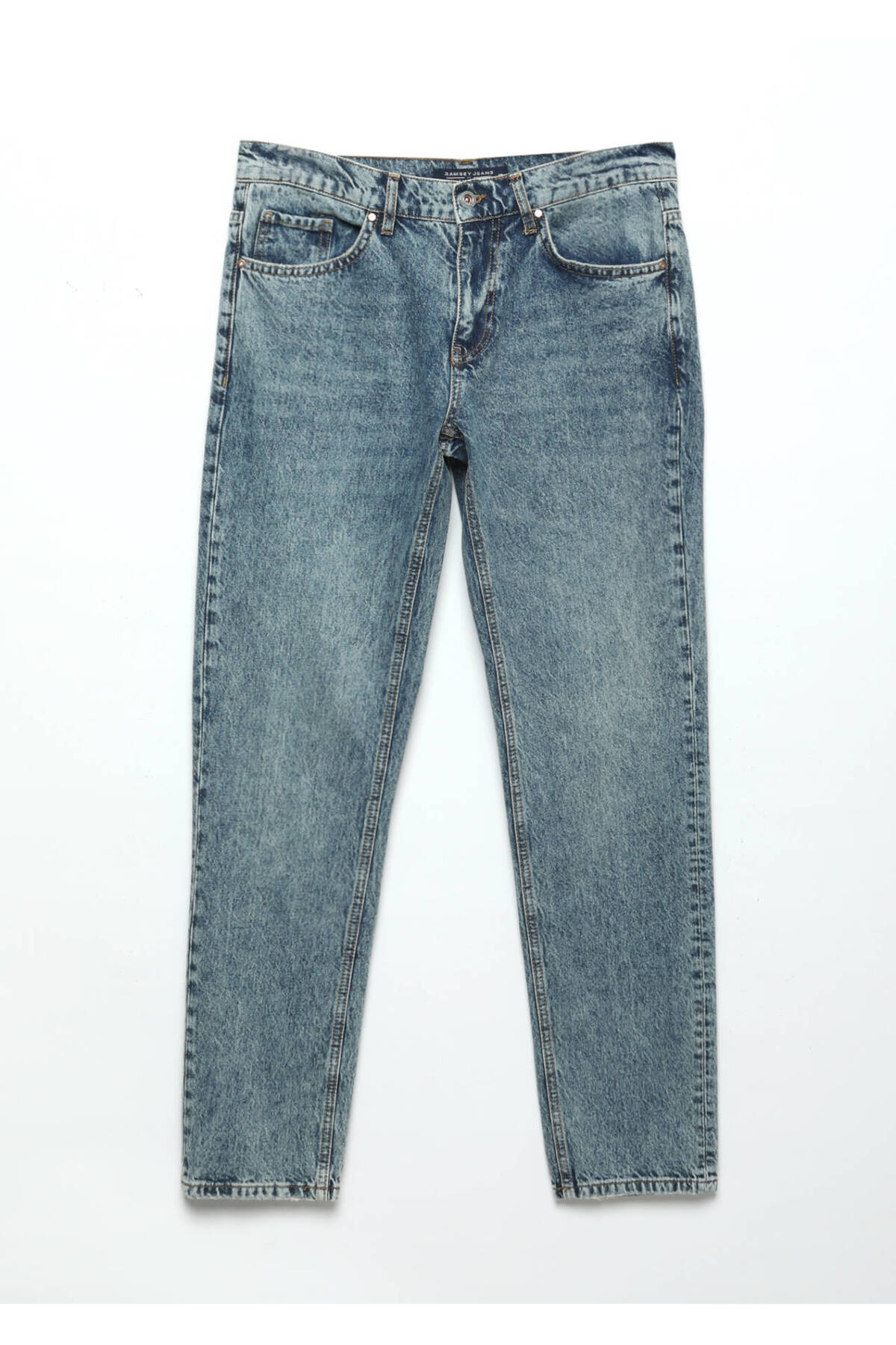 Ramsey  Mavi Düz Regular Fit Denim %100 Pamuk Pantolon - Görsel 7