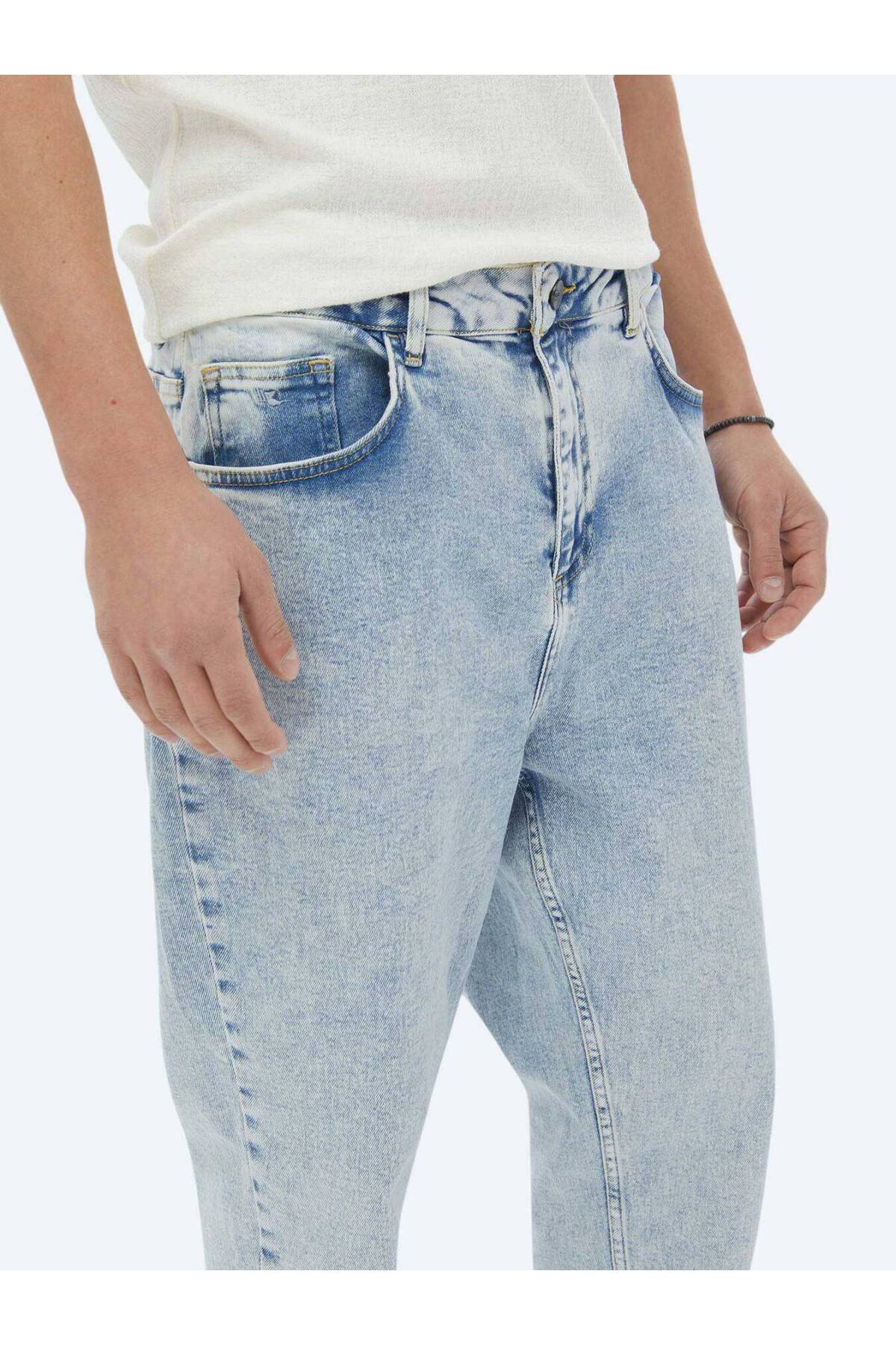 Kip Açık Mavi Carrot Fit Denim %100 Pamuk Pantolon görsel 3