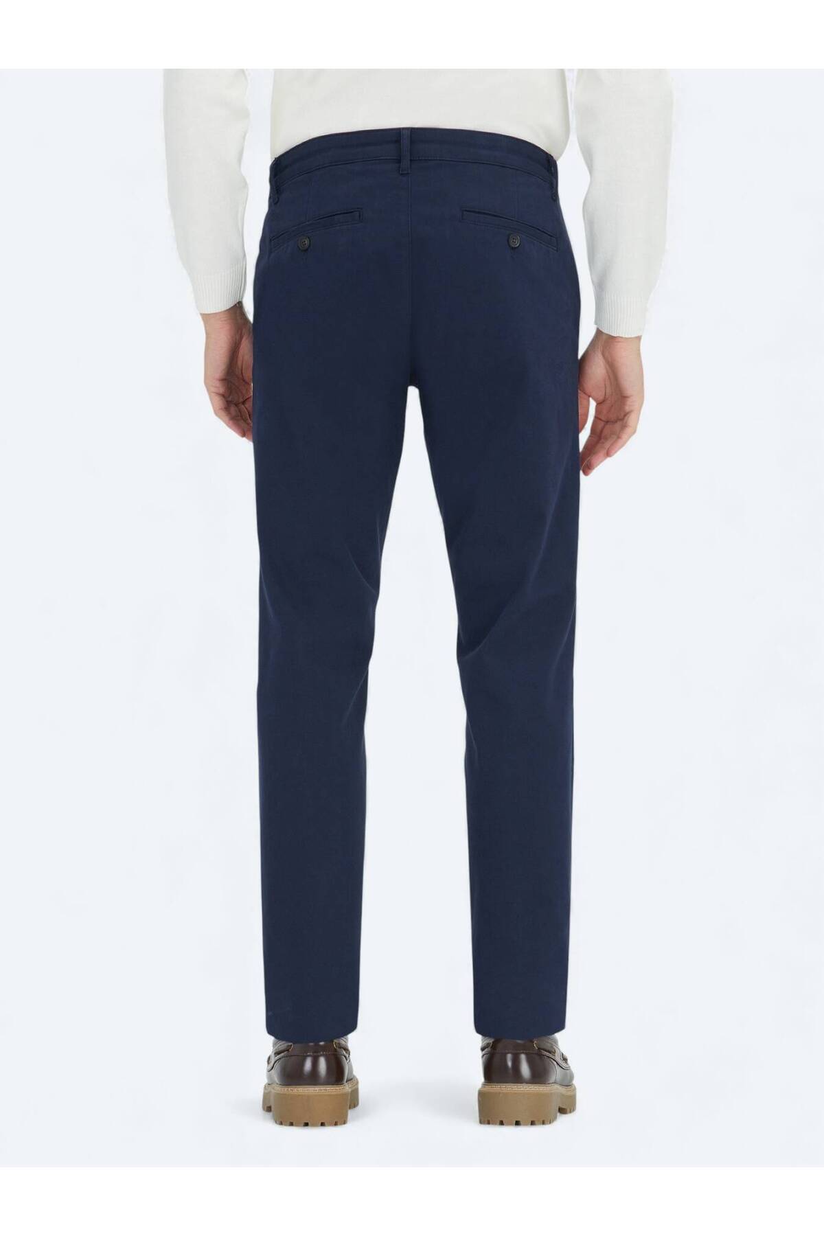 Kip Lacivert Düz Dokuma Regular Fit Casual Pamuk Karışımlı Pantolon görsel 4